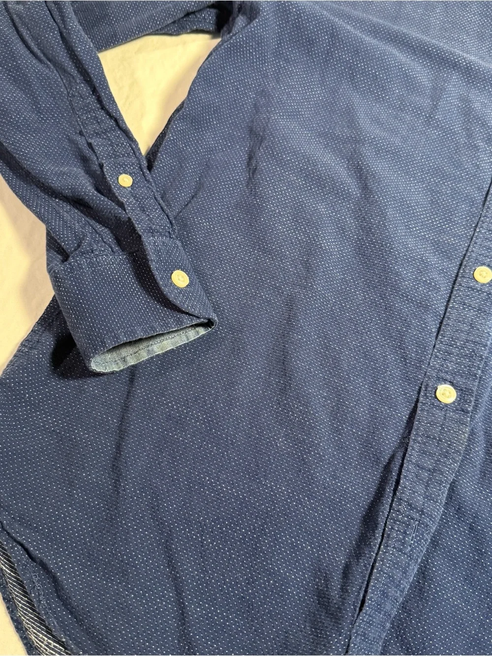 Banana Republic Men's Dark Blue Micro-Dot Button-Down Shirt